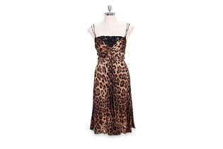 A DOLCE & GABBANA LEOPARD PRINT DRESS WITH LACE SLIP