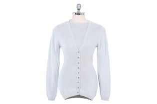 A CHRISTIAN DIOR PALE MINT KNIT TOP AND CARDIGAN SET