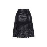 A CHRISTIAN DIOR PERFORATED LEATHER SKIRT