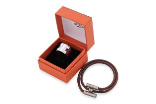 AN HERMÈS LEATHER 'H' RING AND TOURNIS TRESSE BRACELET