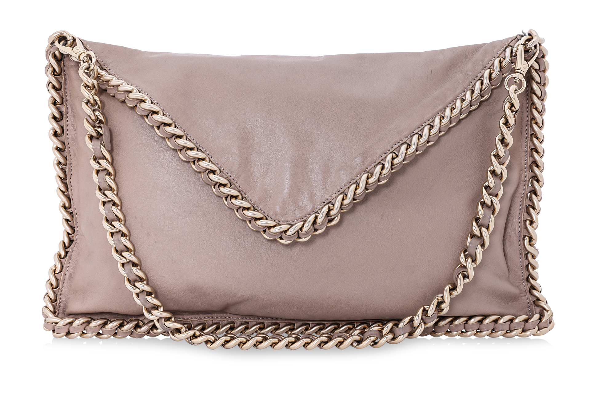 A GIORGIO ARMANI LEATHER ENVELOPE CLUTCH/HANDBAG WITH CHAIN