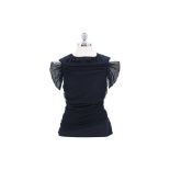 A NINA RICCI BLACK SLEEVLESS TULLE TOP