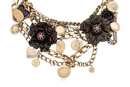 A DOLCE & GABBANA COINS AND FLOWERS TIERED NECKLACE