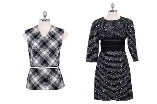 A GIAMBATTISTA VALLI CHECKERED PRINT TOP AND COCKTAIL DRESS