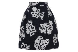 A LANVIN HEAVY KNIT SKIRT WITH FLORAL BROCADE