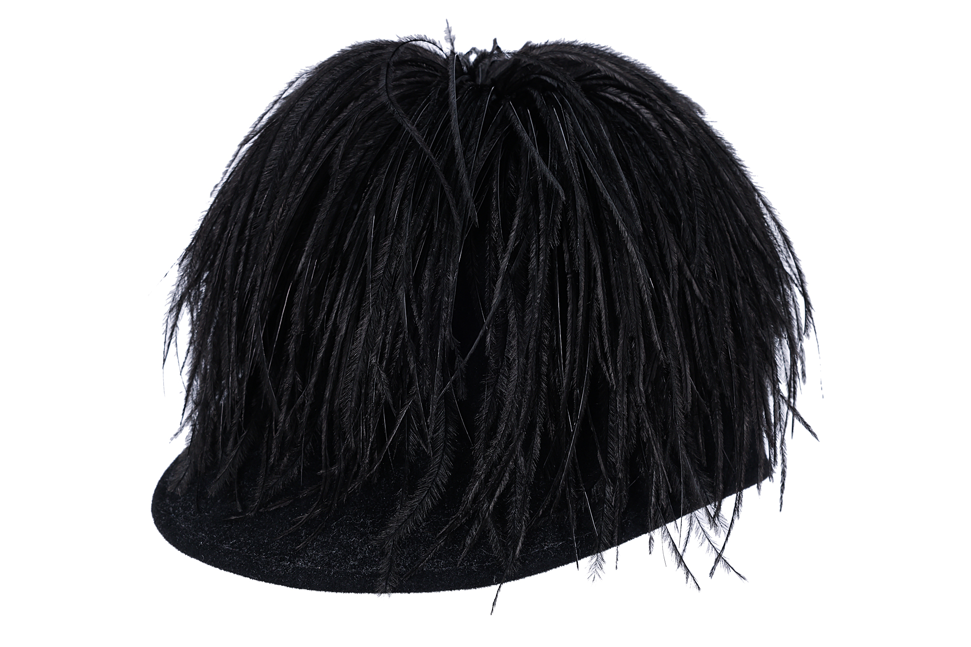 A LANVIN RABBIT FELT RIDING HAT WITH OSTRICH FEATHERS