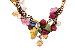 A DOLCE & GABBANA FLORAL CHARMS NECKLACE