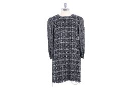 A DOLCE & GABBANA TWEED AND LACE LONG SLEEVE DRESS