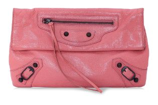 A BALENCIAGA MOTOCROSS CLASSIC ENVELOPE CLUTCH IN PINK