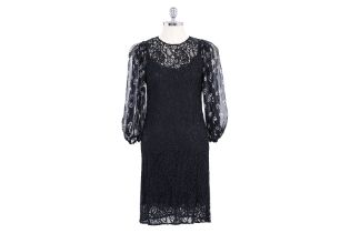 A DOLCE & GABBANA LACE AND CHIFFON SHEATH DRESS