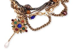 A DOLCE & GABBANA CRUCIFIX WITH MULTI-STONES NECKLACE