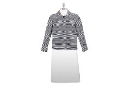 A MARC JACOBS STRIPED JACKET AND WHITE A-LINE SKIRT