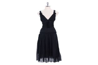 A D&G BLACK RUFFLE MIDI DRESS