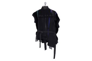 A SACAI ASYMMETRICAL SLEEVELESS BOMBER JACKET