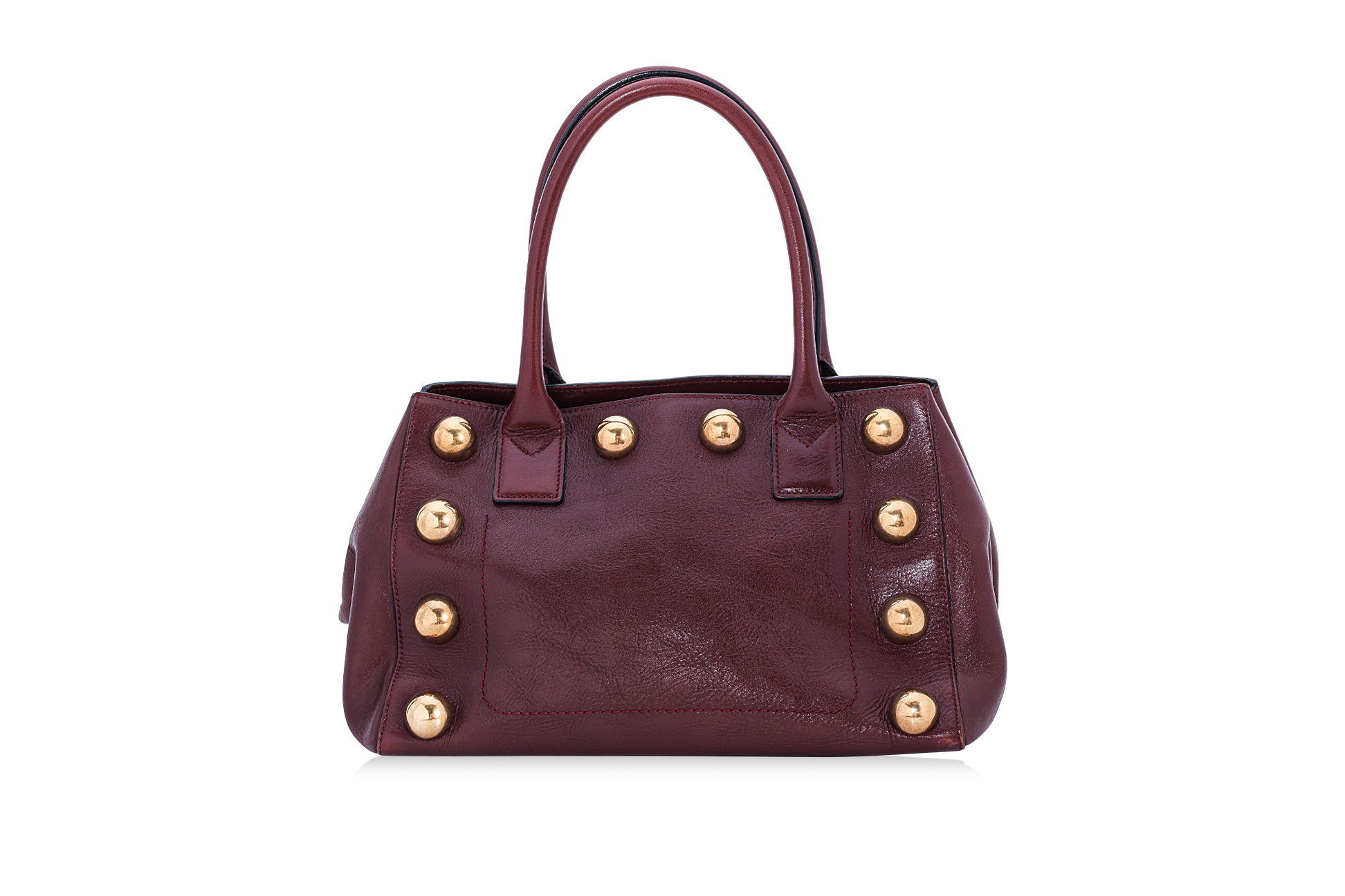 A MARC JACOBS BURGUNDY LEATHER BAG WITH GOLD STUD ACCENTS - Image 2 of 2
