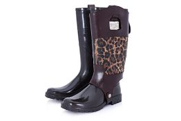 A DOLCE & GABBANA LEOPARD PRINT BOOTS WITH REMOVABLE SPATS