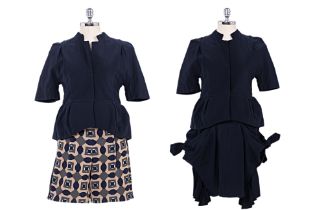 A MARNI SHORT SLEEVE JACKET AND SHORTS SET WITH NAVY SKIRT