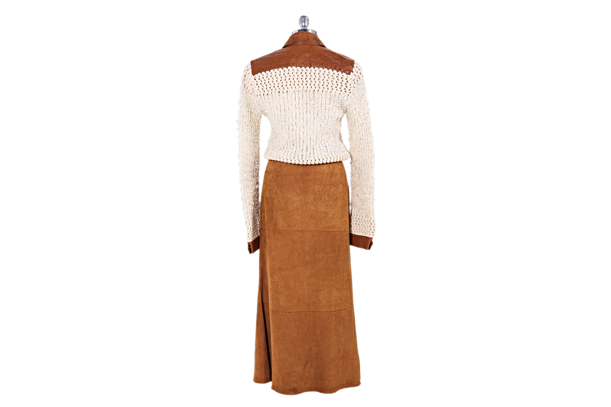 A CHRISTIAN DIOR CROCHET JACKET WITH SUEDE MAXI SKIRT - Image 2 of 2