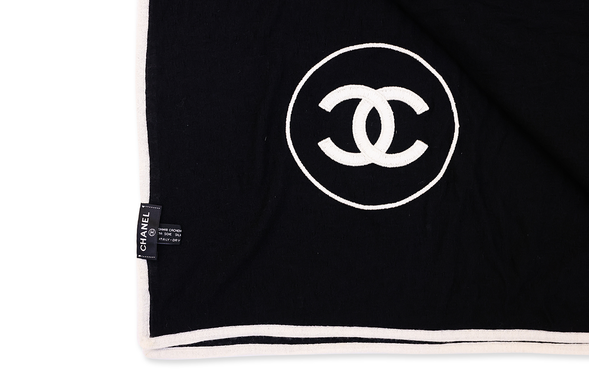 A CHANEL EMBROIDERED CASHMERE & SILK SCARF - Image 2 of 2