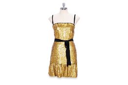 A D&G GOLD SEQUINED EVENING DRESS