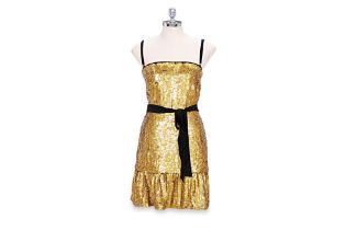 A D&G GOLD SEQUINED EVENING DRESS
