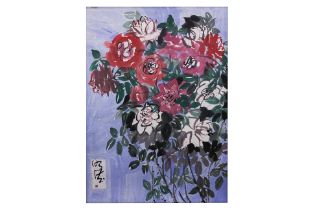 EARL LU (SINGAPOREAN, 1925-2005) RED, WHITE AND PINK ROSES