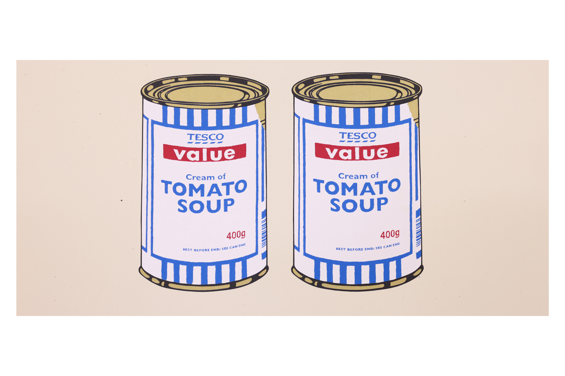 BANKSY (B.1974) - 'FOUR SOUP CANS - GOLD ON CREAM' 2006 - Image 4 of 4