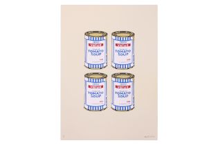 BANKSY (B.1974) - 'FOUR SOUP CANS - GOLD ON CREAM' 2006