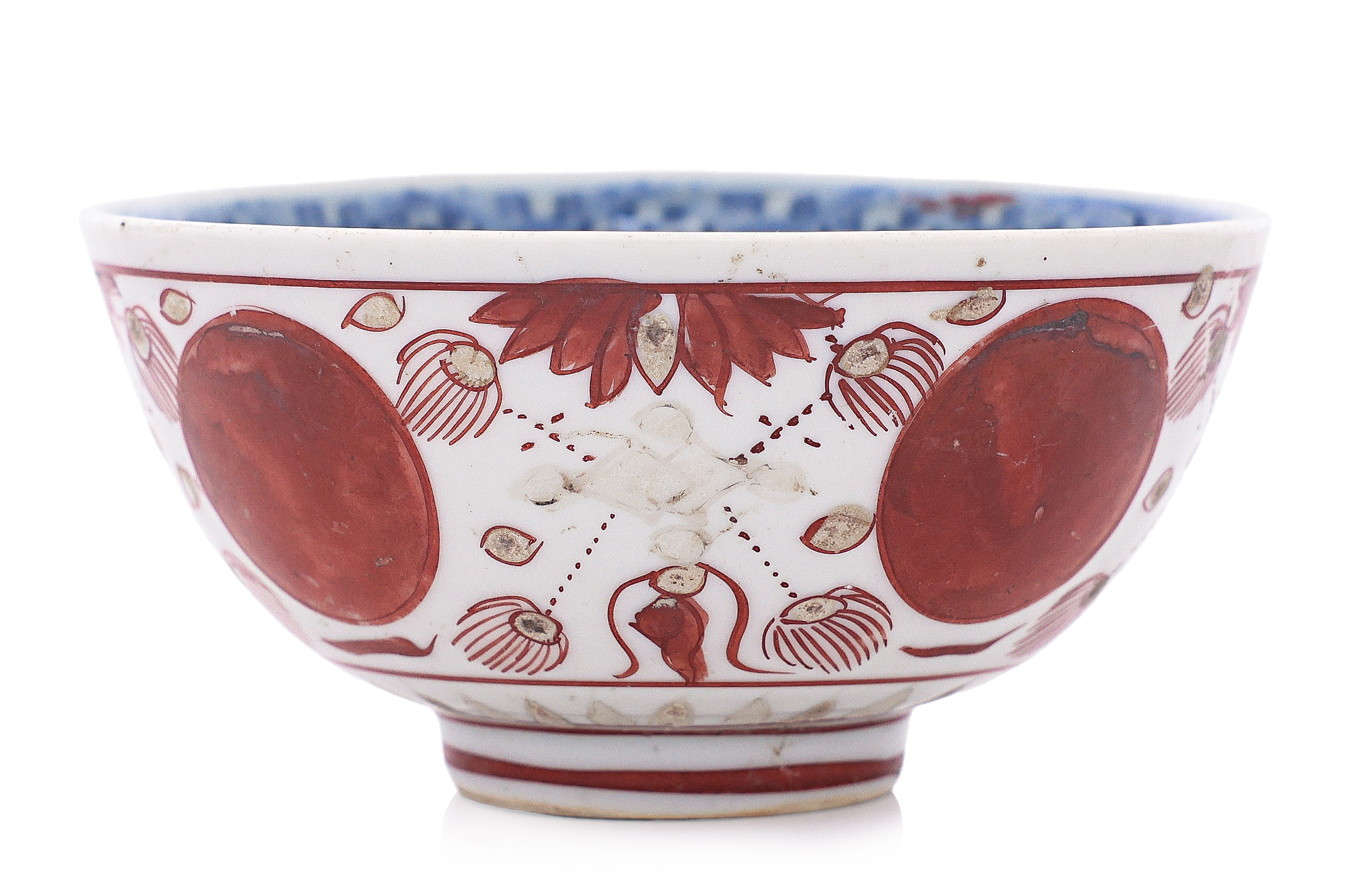 A BLUE AND WHITE KINRANDE TYPE BOWL - Image 3 of 6