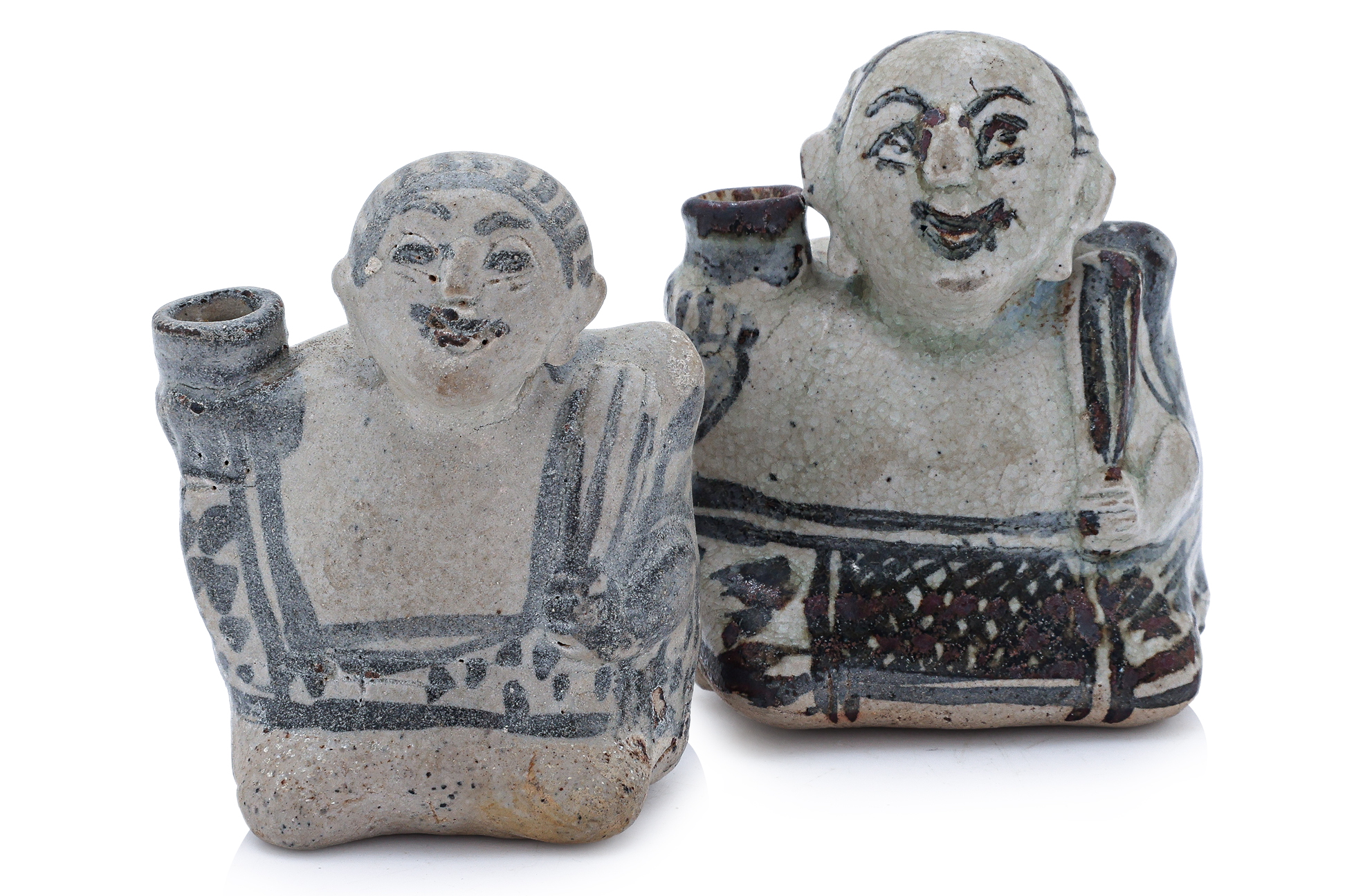 TWO THAI FIGURAL WATER DROPPERS