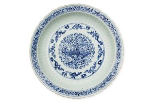 A BLUE AND WHITE PORCELAIN PHOENIX DISH