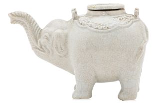 A BLANC DE CHINE PORCELAIN ELEPHANT FORM TEAPOT