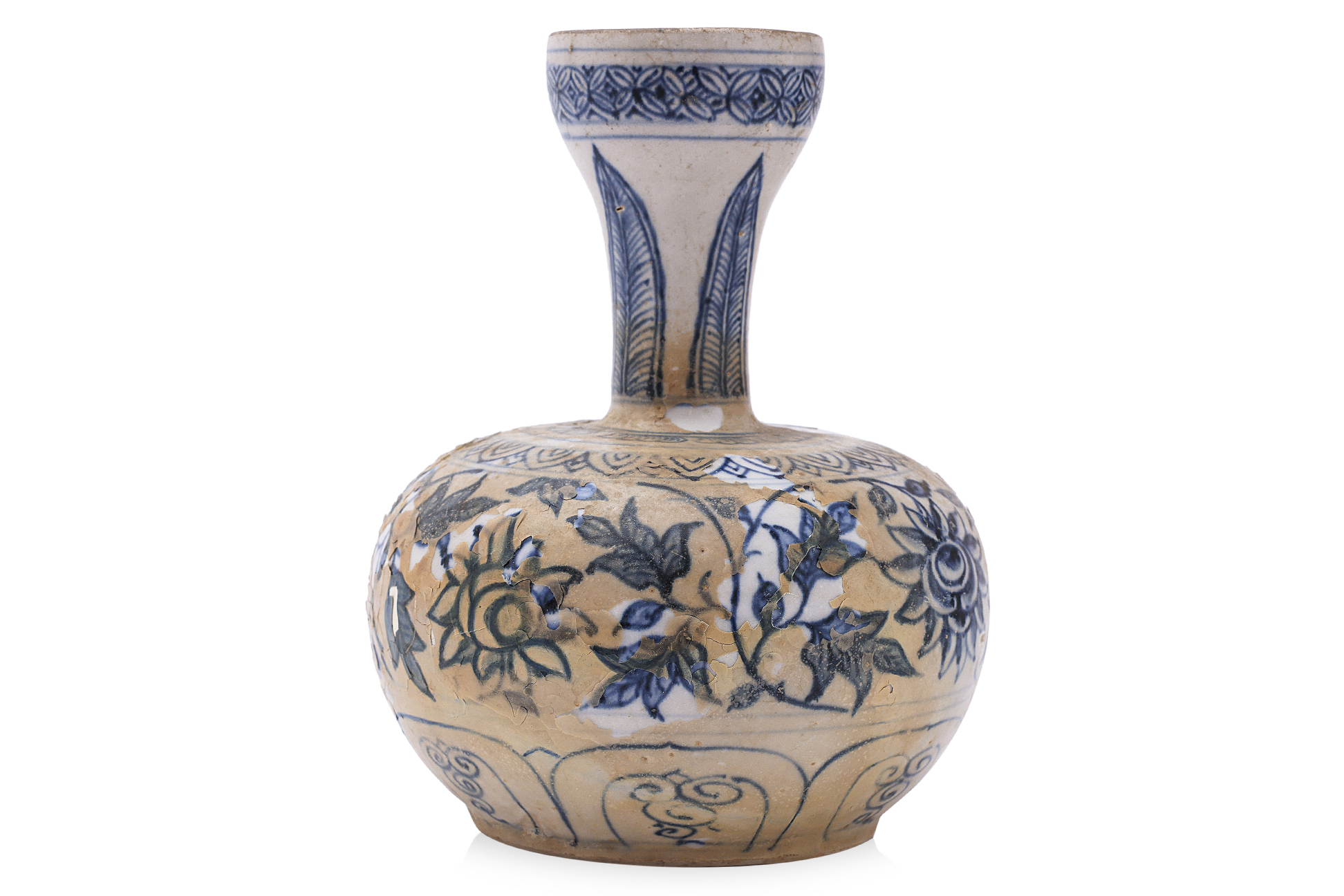 A VIETNAMESE BLUE AND WHITE BOTTLE VASE - Image 2 of 4