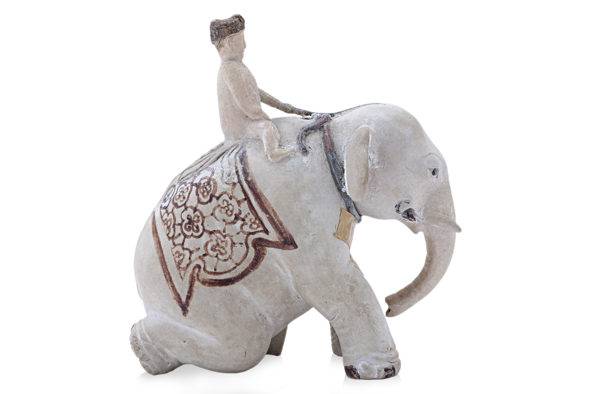 A THAI FIGURE OF A SEATED ELEPHANT AND MAHOUT - Bild 2 aus 4