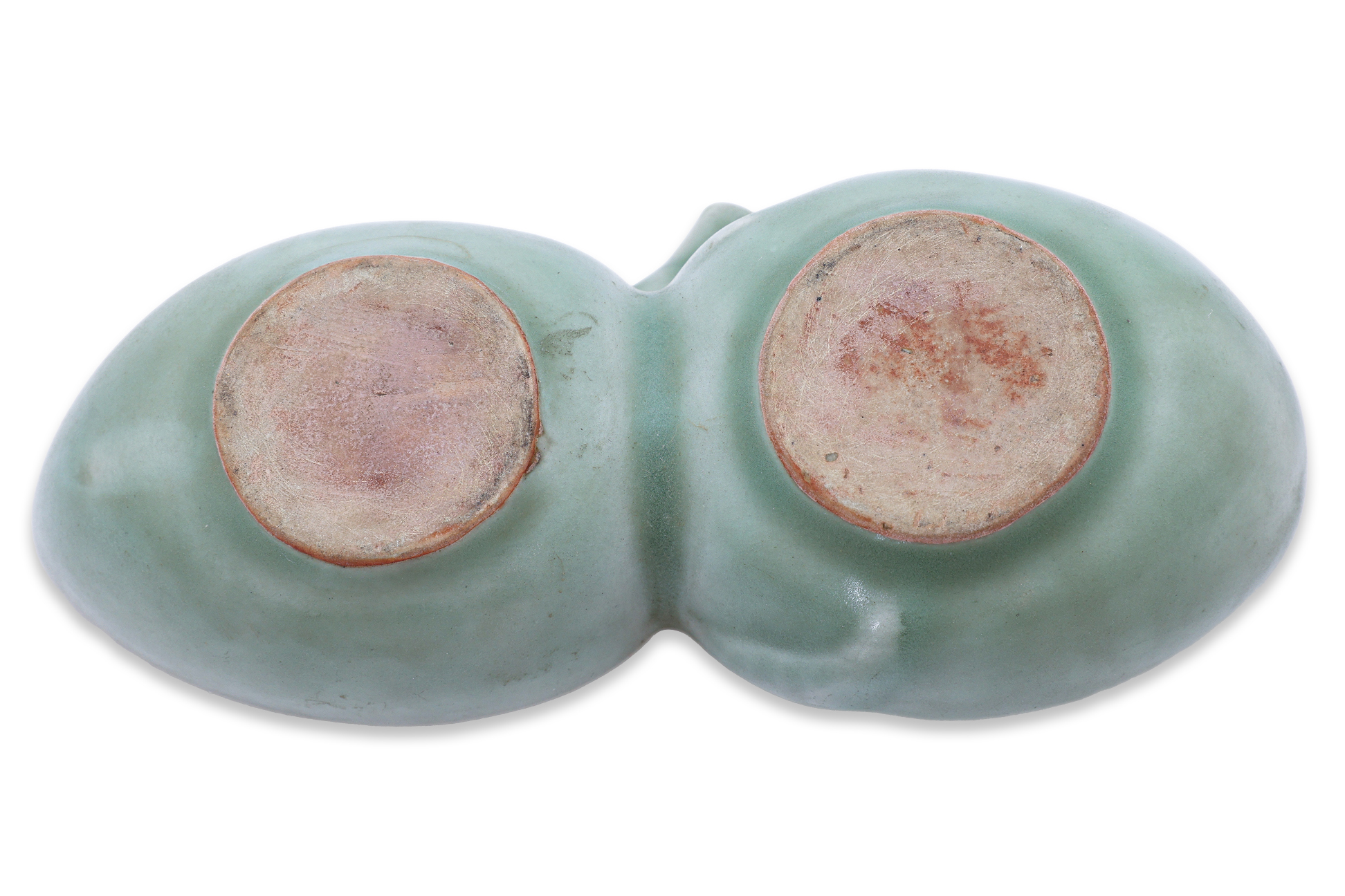 A CELADON PEACH-FORM WATER DROPPER AND WASHER - Image 4 of 12