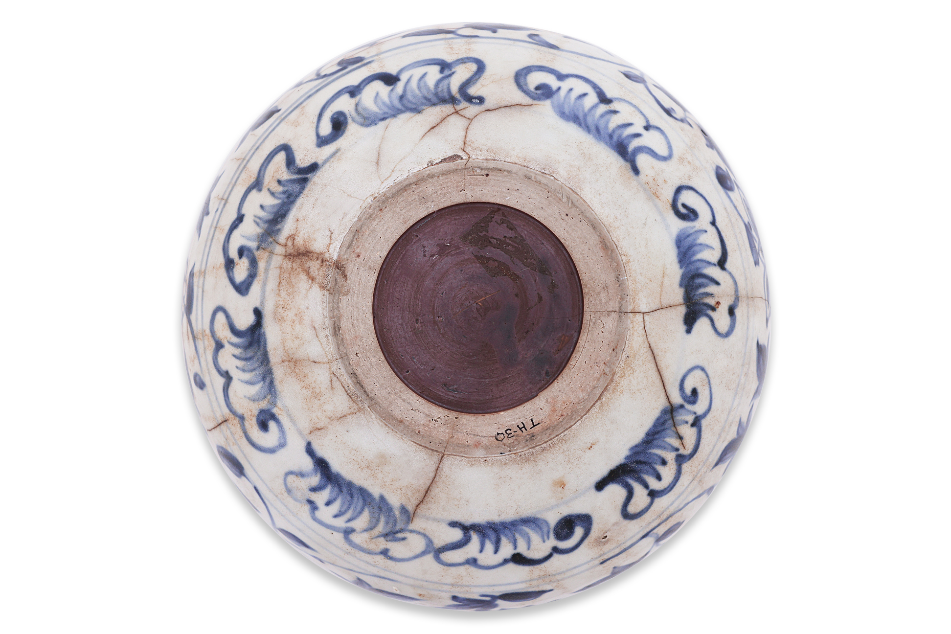 A VIETNAMESE BLUE AND WHITE SPHERICAL JAR - Image 5 of 5