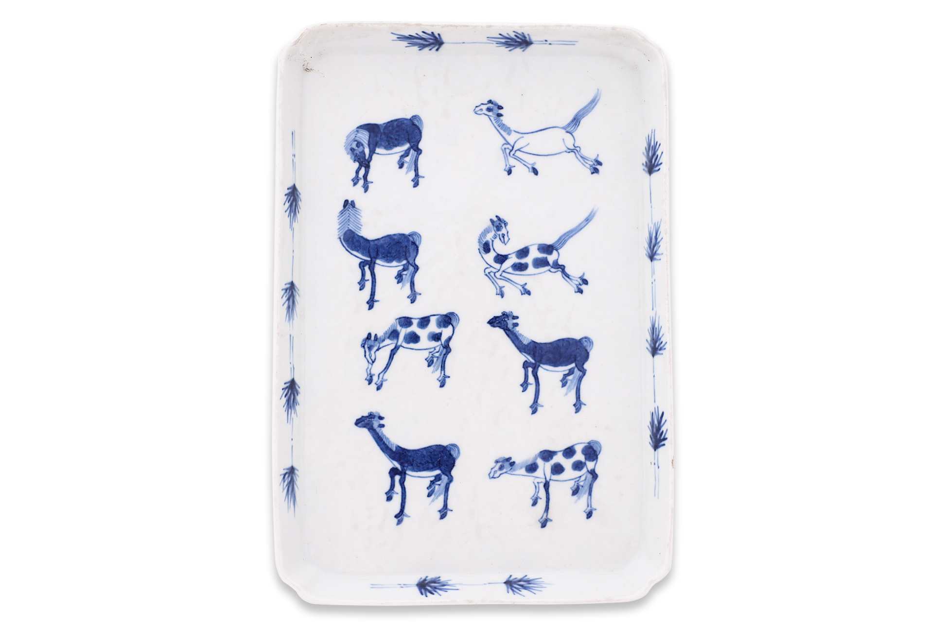 A 'BLEU DE HUE' VIETNAMESE MARKET HORSES TRAY AND TEA BOWLS - Image 4 of 6