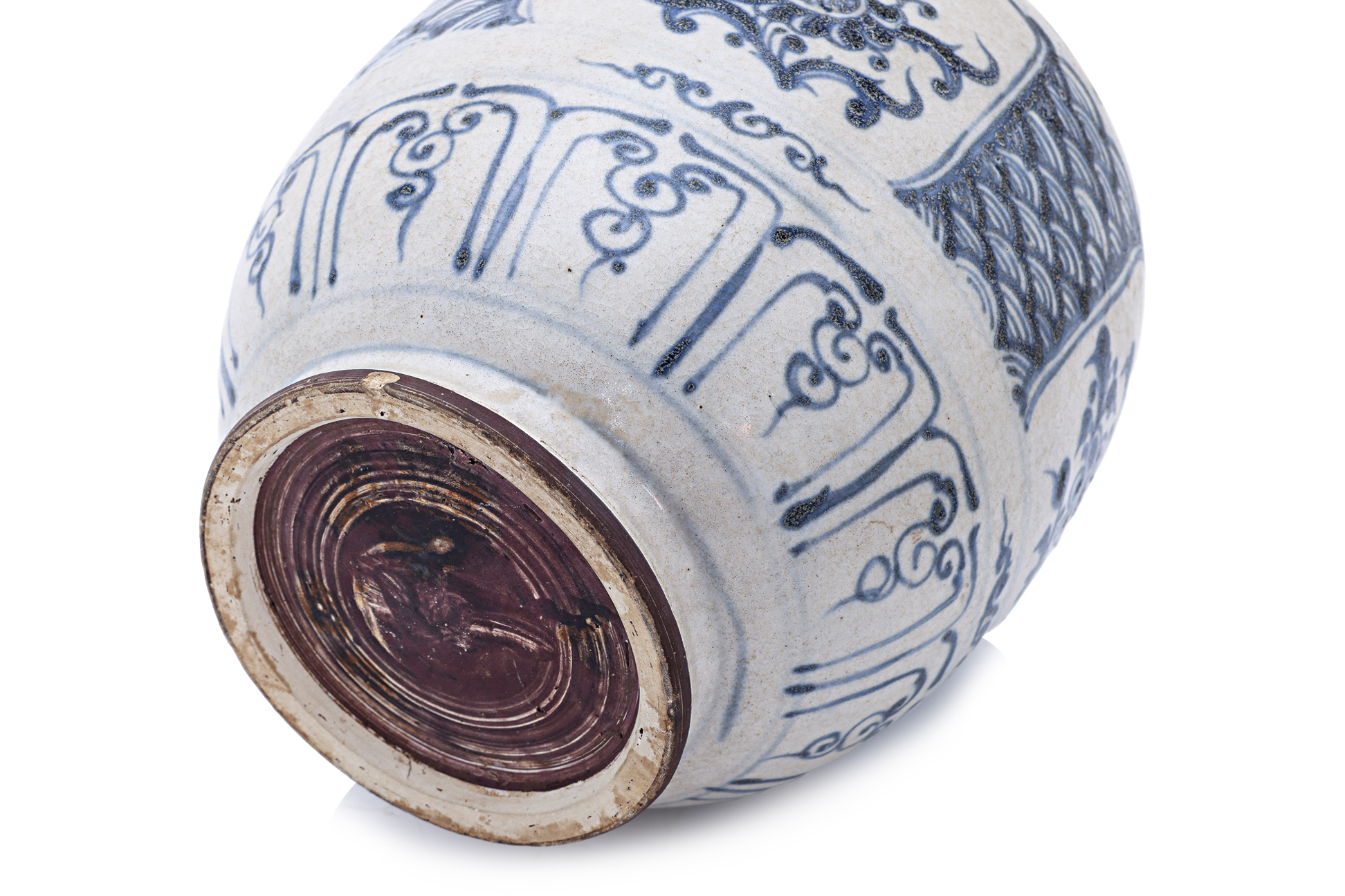 A VIETNAMESE BLUE AND WHITE WINE JAR WITH FIGURAL SPOUT - Image 4 of 4