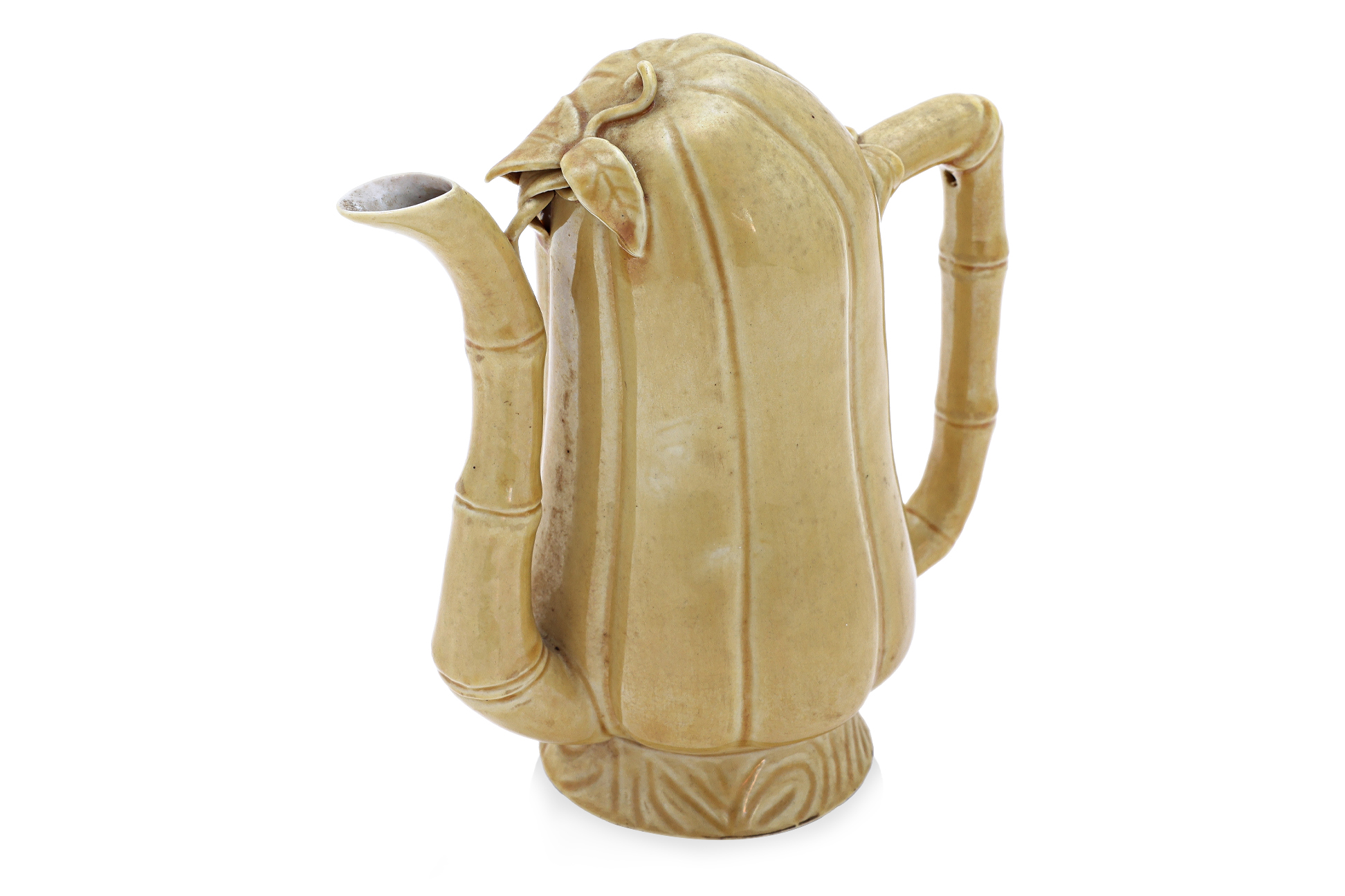 A YELLOW-GLAZED 'CADOGAN' TYPE TEAPOT