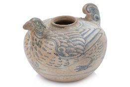 A SMALL VIETNAMESE BLUE AND WHITE CHICKEN VESSEL