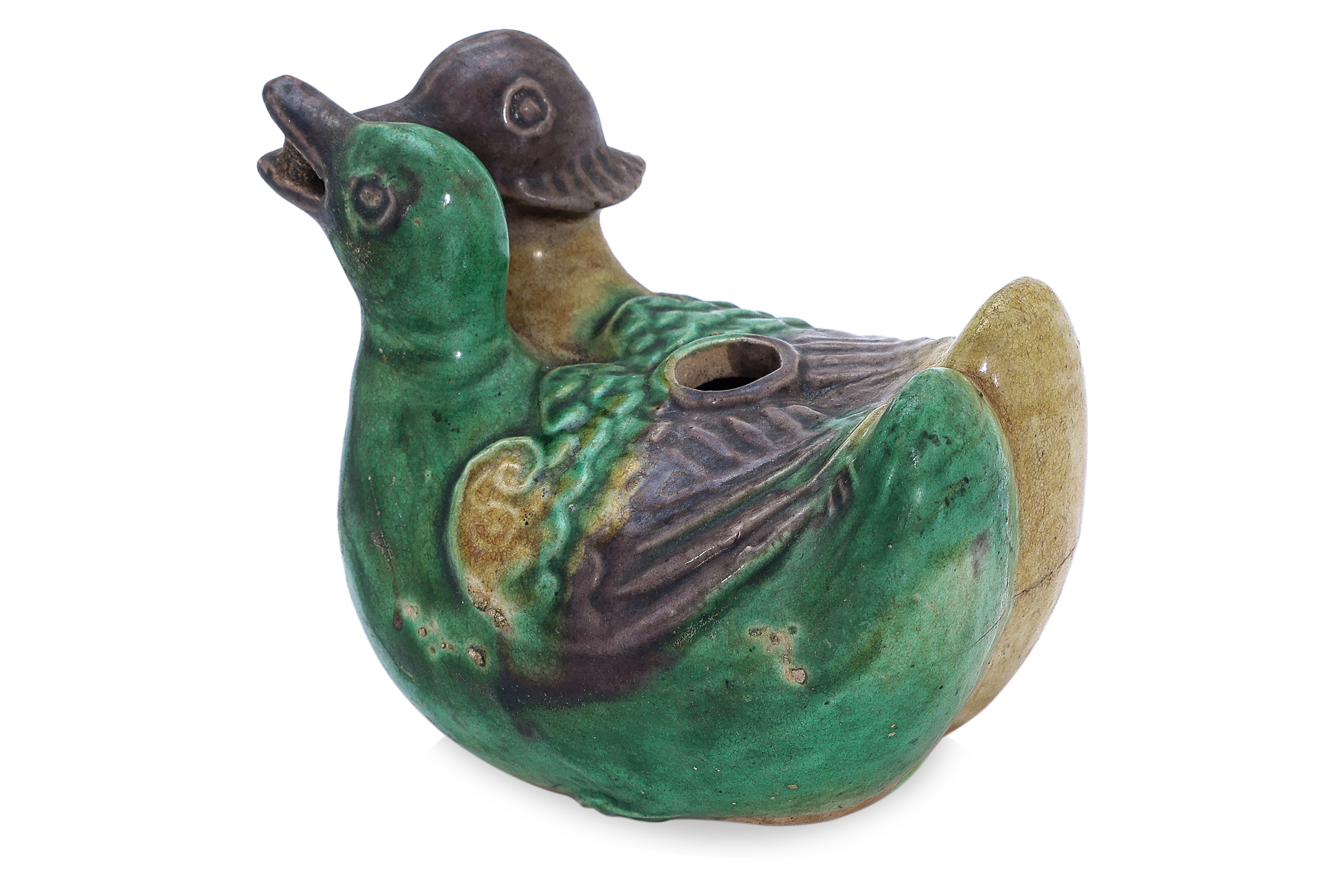 A SANCAI GLAZED TWIN DUCK WATER DROPPER - Image 3 of 8