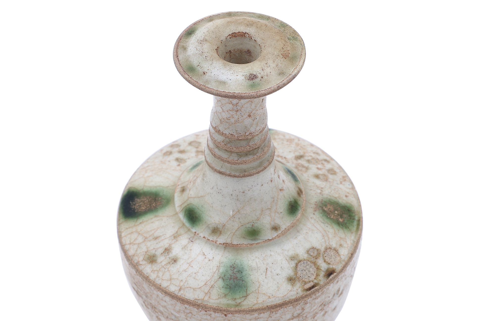 A SMALL VIETNAMESE GREEN SPLASHED OIL BOTTLE - Bild 2 aus 3