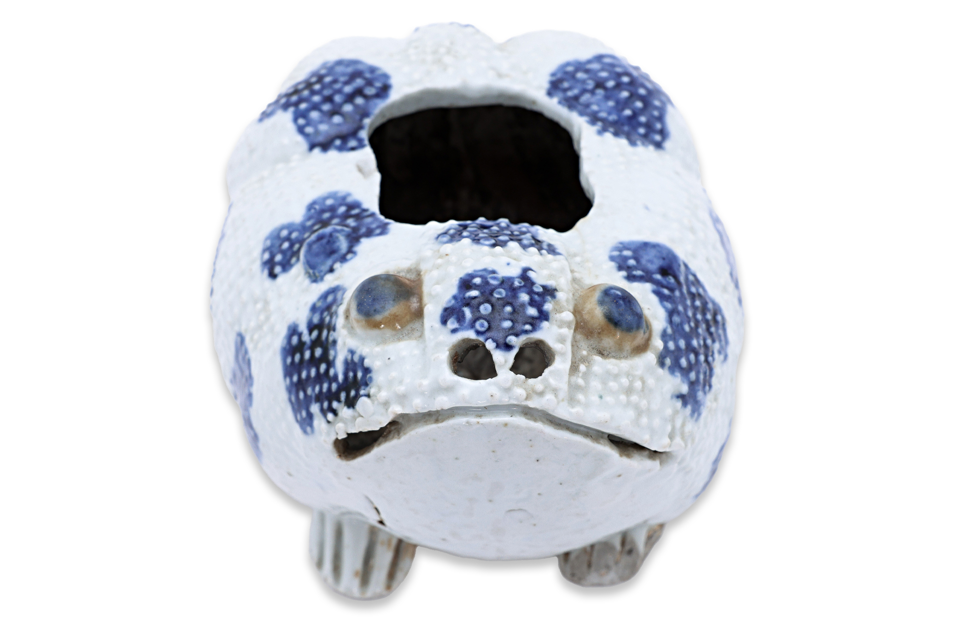 A BLUE AND WHITE TOAD-SHAPED INCENSE BURNER - Image 4 of 5