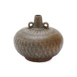 A THAI INCISED CELADON BOTTLE