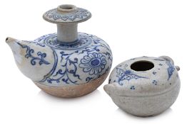 A VIETNAMESE MINIATURE KENDI AND A PEACH FORM WATER POT