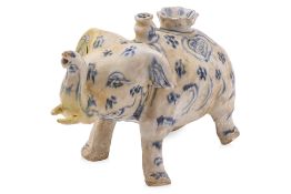 A VIETNAMESE BLUE AND WHITE ELEPHANT FORM EWER