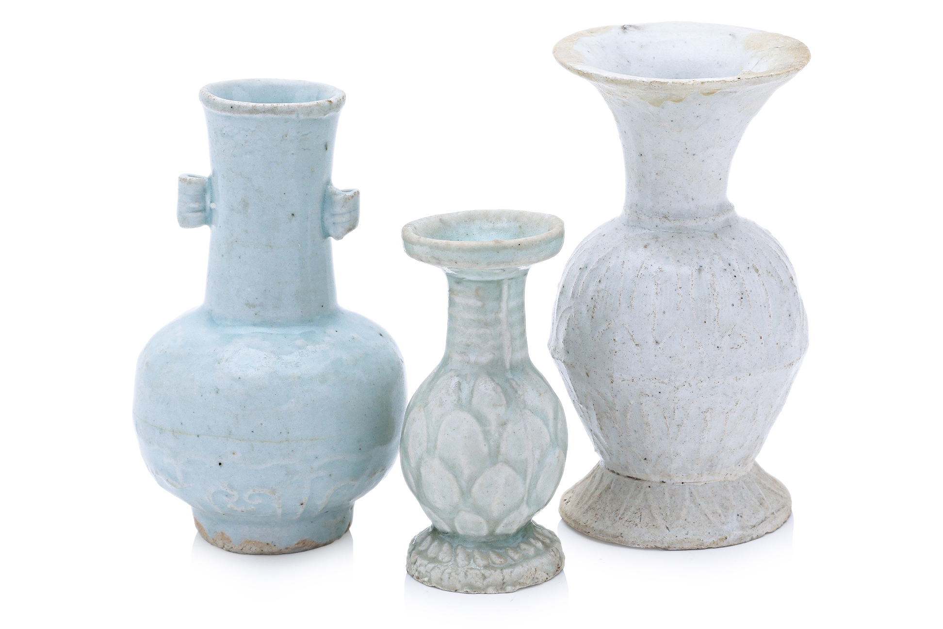 A GROUP OF THREE MINIATURE QINGBAI VASES