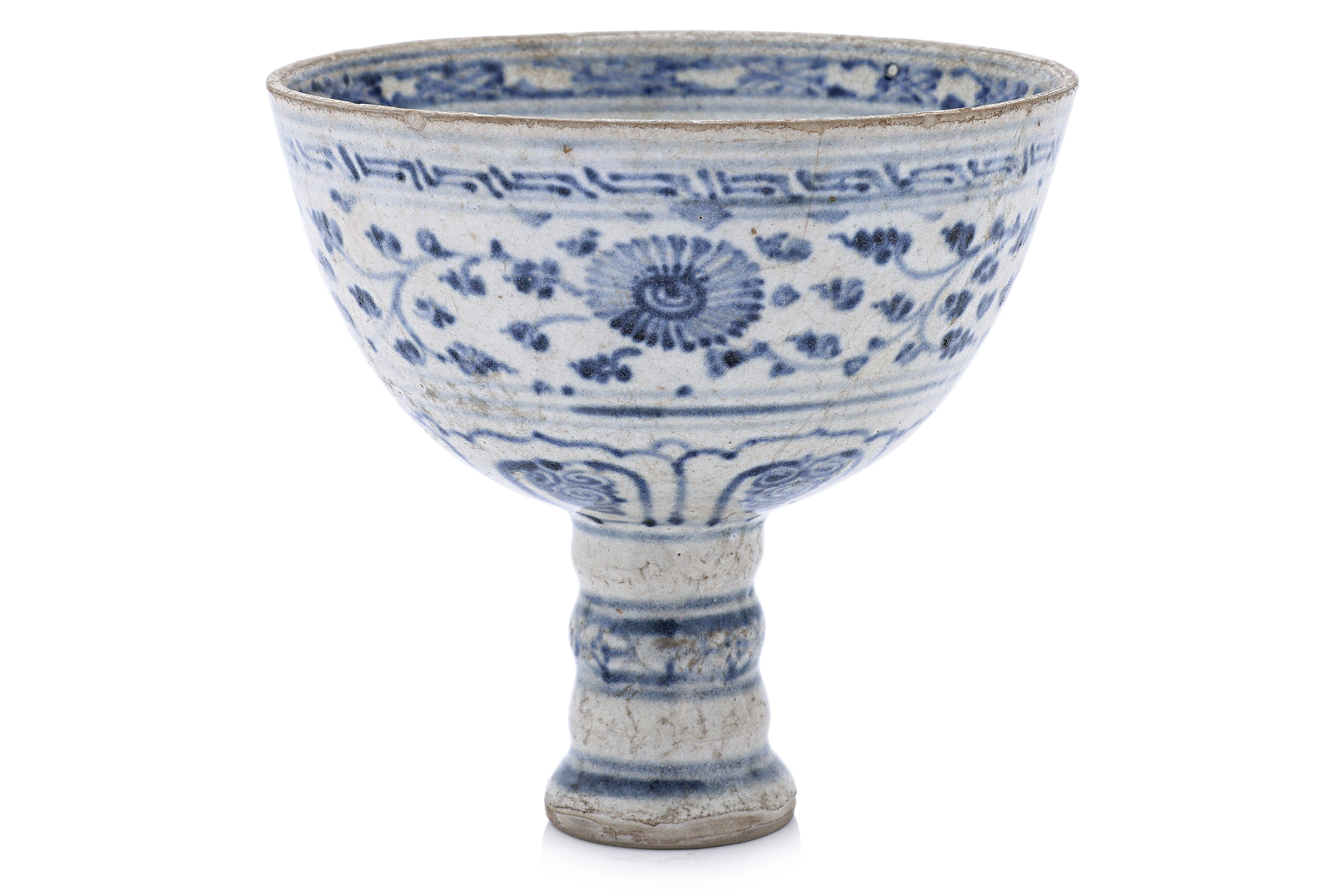 A VIETNAMESE BLUE AND WHITE STEM CUP