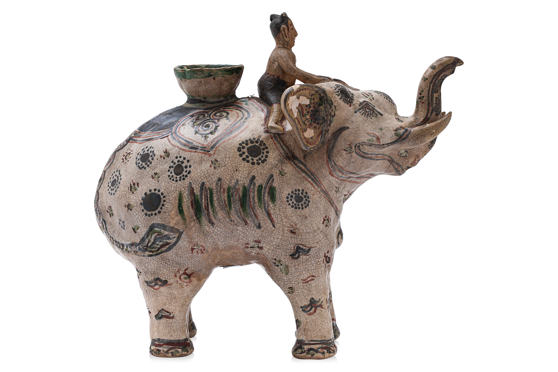 A LARGE VIETNAMESE POLYCHROME ELEPHANT EWER - Image 2 of 14