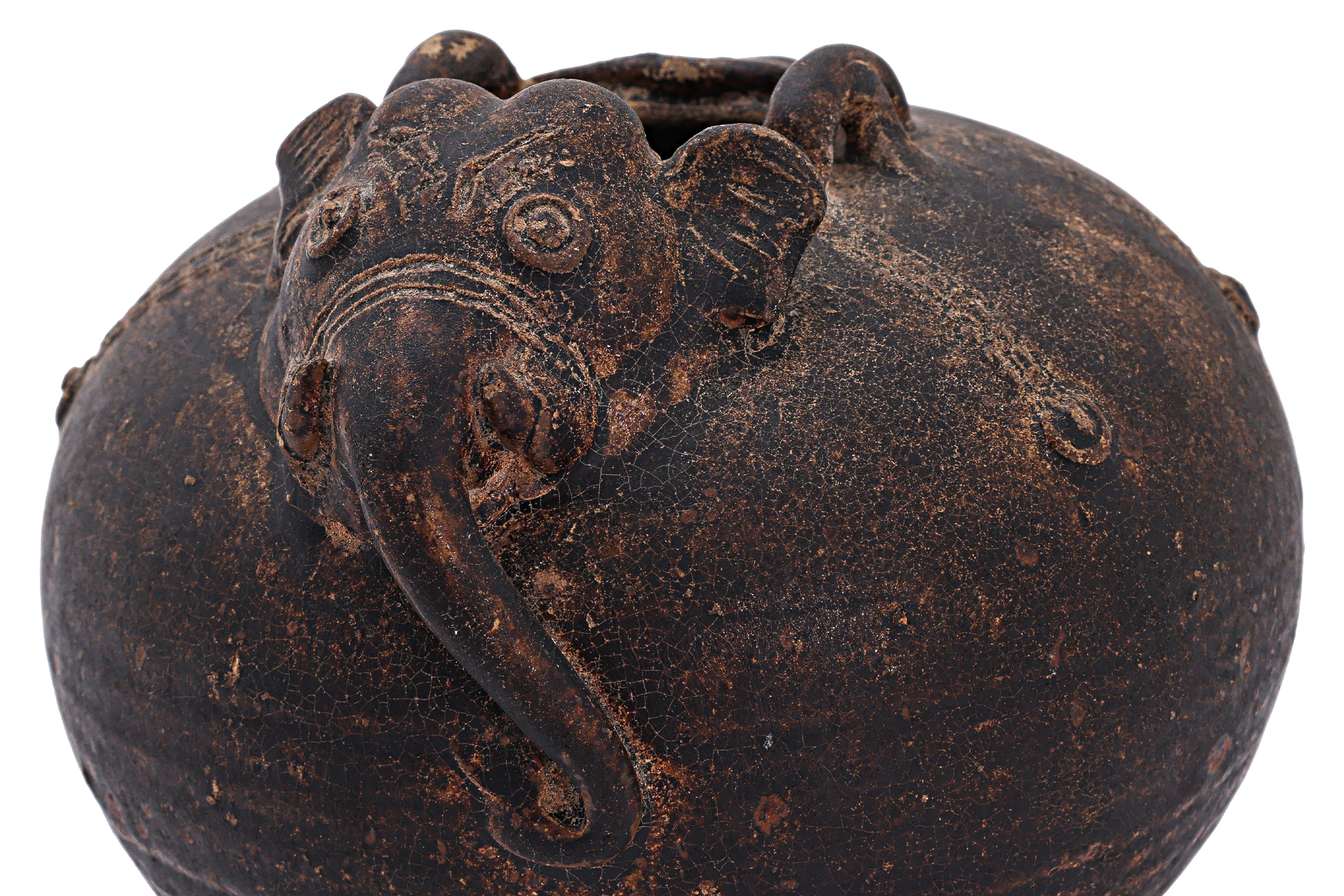 A CAMBODIAN BROWN GLAZED ELEPHANT FORM LIME JAR - Image 5 of 14